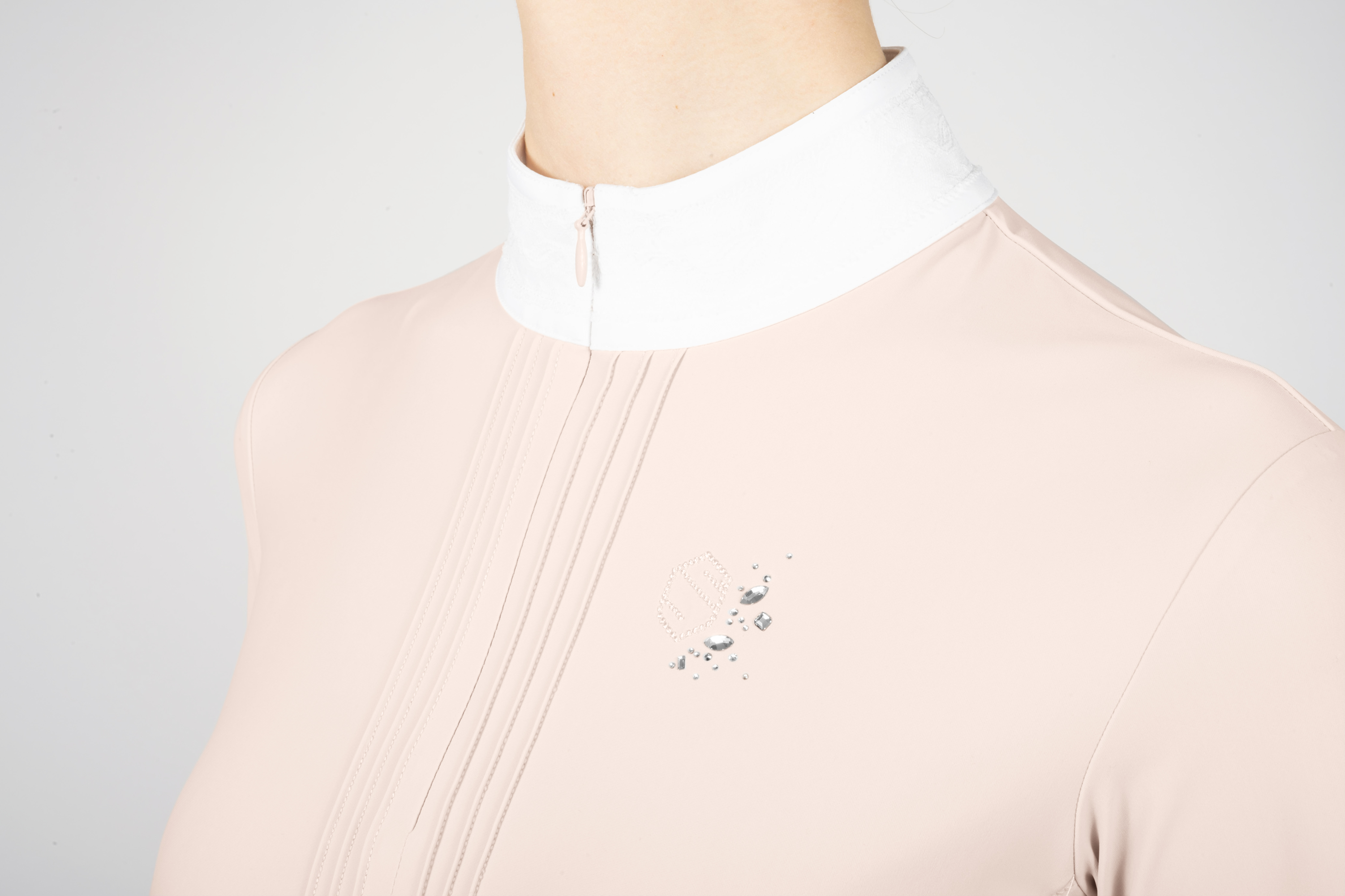 CAMILLE-PowderPink-Detail Samshield SS22 Kurzarm/ Turniershirt Camille