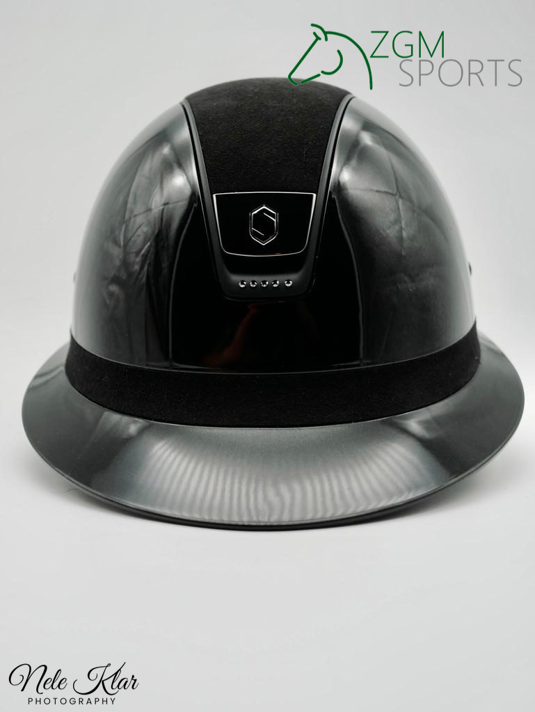 Reithelme27 Samshield Reithelm Miss Shield Glossy Classic, Top+FB Alcantara,Trim matt, 5 Swarovski, Blason blk