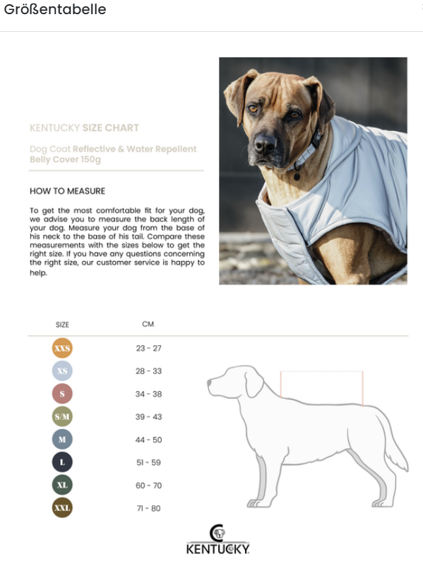 Kentucky Dogwear Hundemantel reflektierend, wasserabweisend mit Bauchlatz, 150g