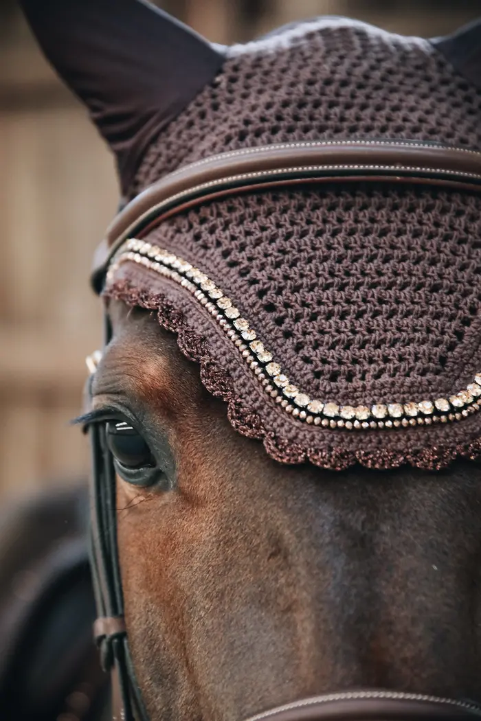 Kentucky Horsewear Fliegenhaube Wellington Stone & Pearl Soundless