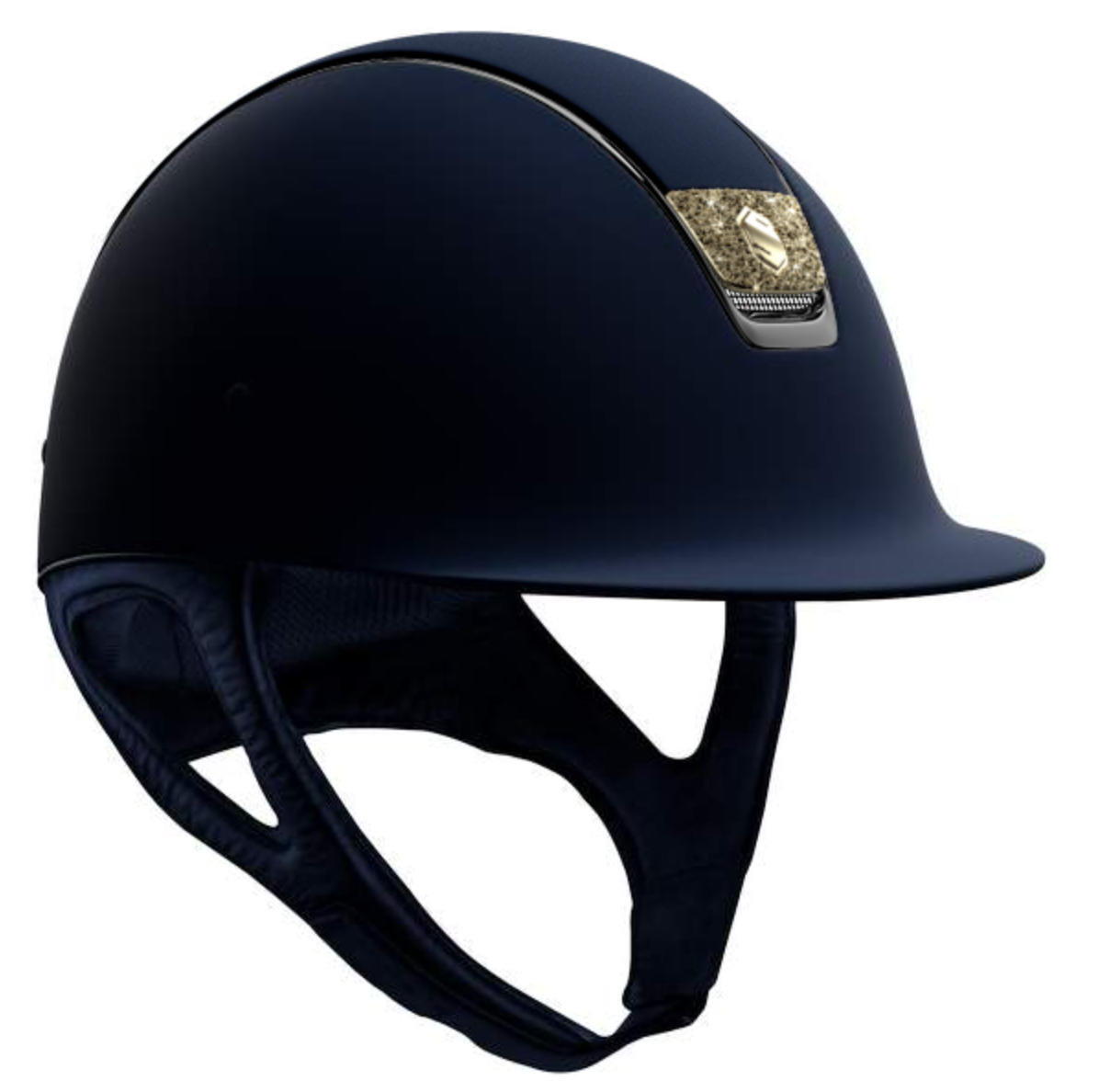 s7 Samshield Reithelm Classic Shadow Matt, Trim black chrome, Blason Crystal Fabric Metallic Gold