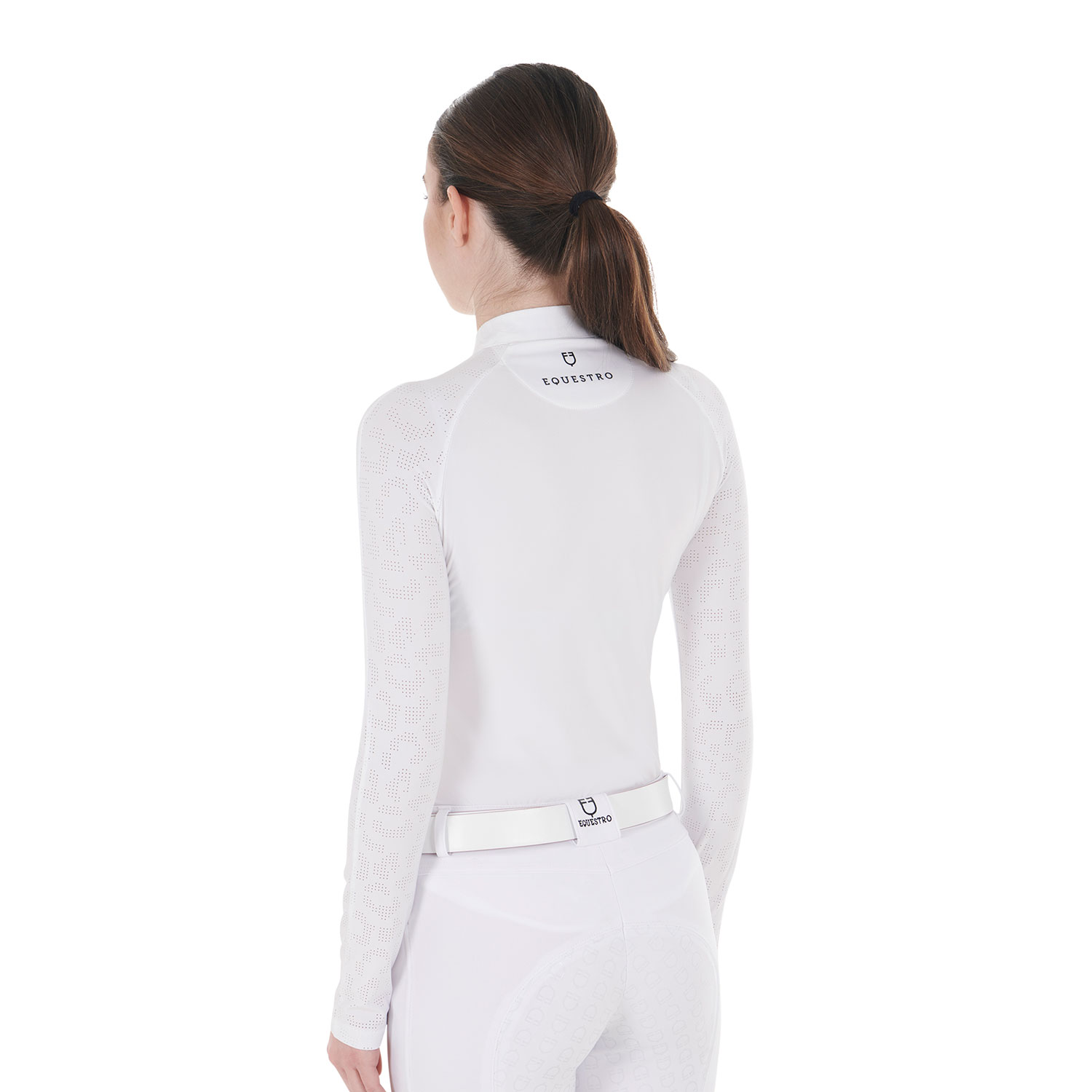 Equestro Damen Slim Fit Competition langarm Polo Shirt, Turniershirt