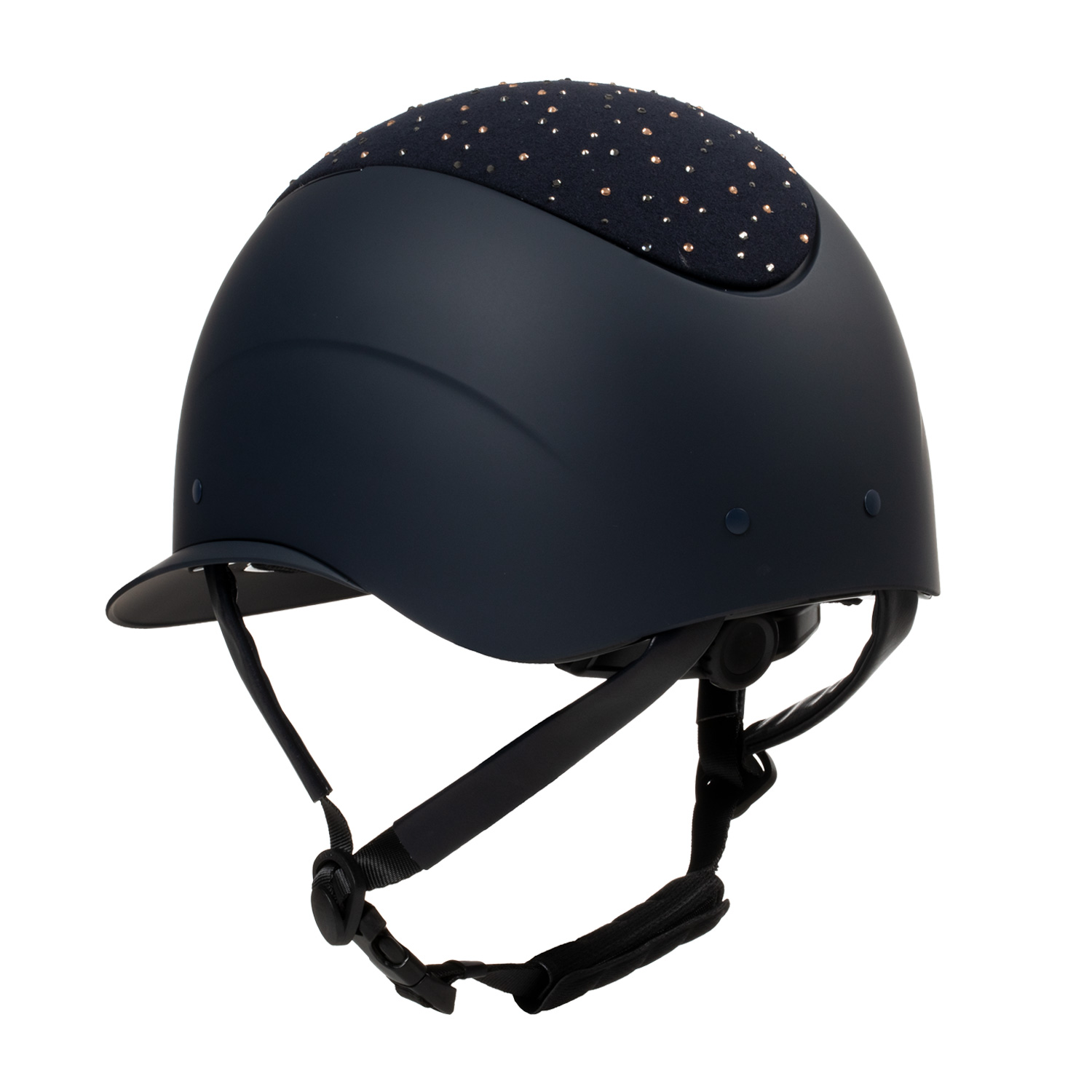 Equestro Reithelm mit breitem Visier und Strass-Logo, matt