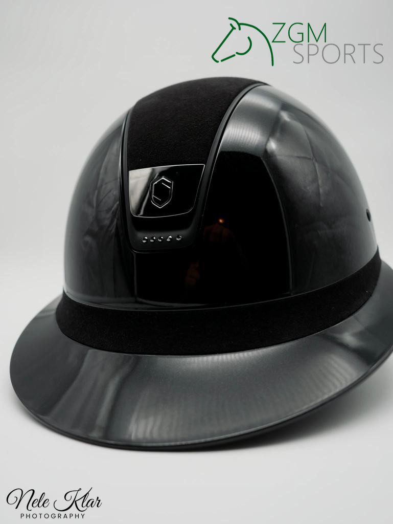 Reithelme21 Samshield Reithelm Miss Shield Glossy Classic, Top+FB Alcantara,Trim matt, 5 Swarovski, Blason blk