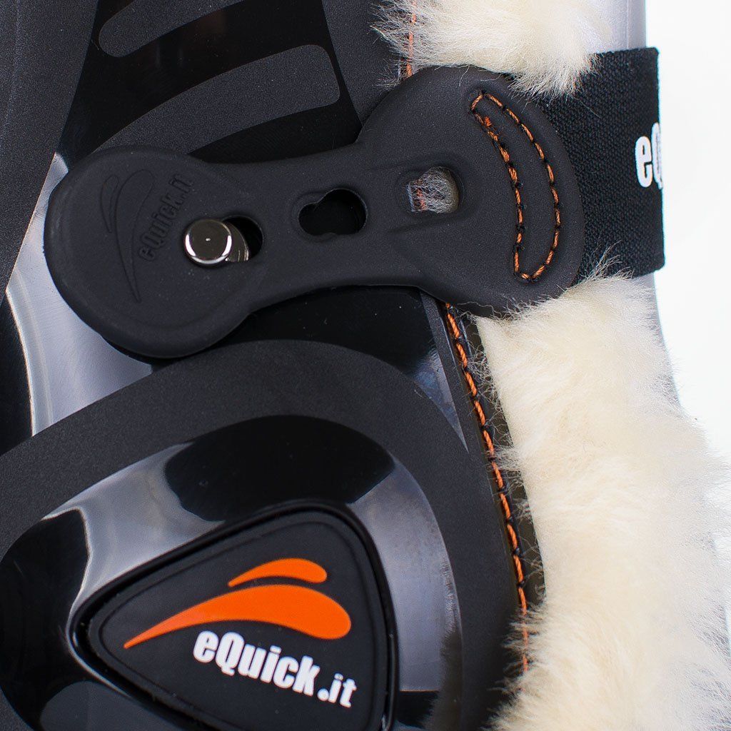 5_front_agnello eQuick Gamaschen eShock Fluffy mit Kunstfell