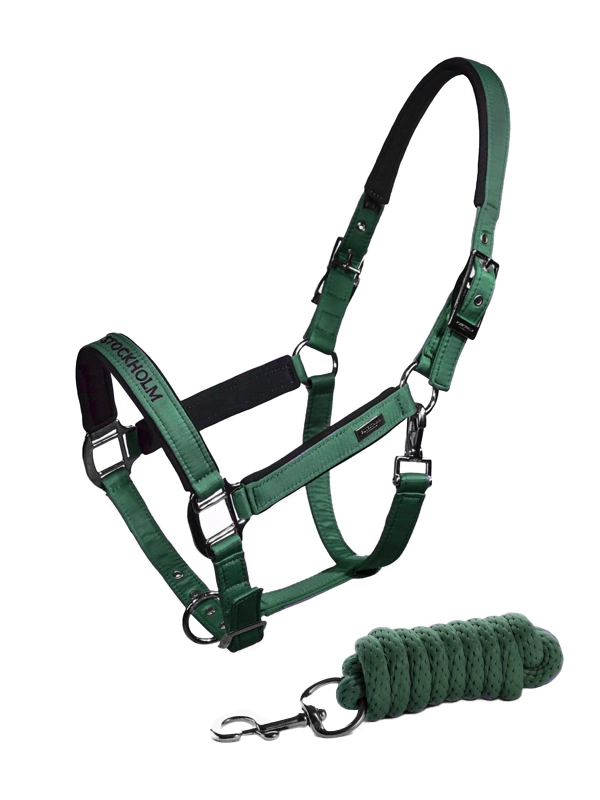 911610 Equestrian Stockholm Halfter Sycamore Green, mit Führstrick