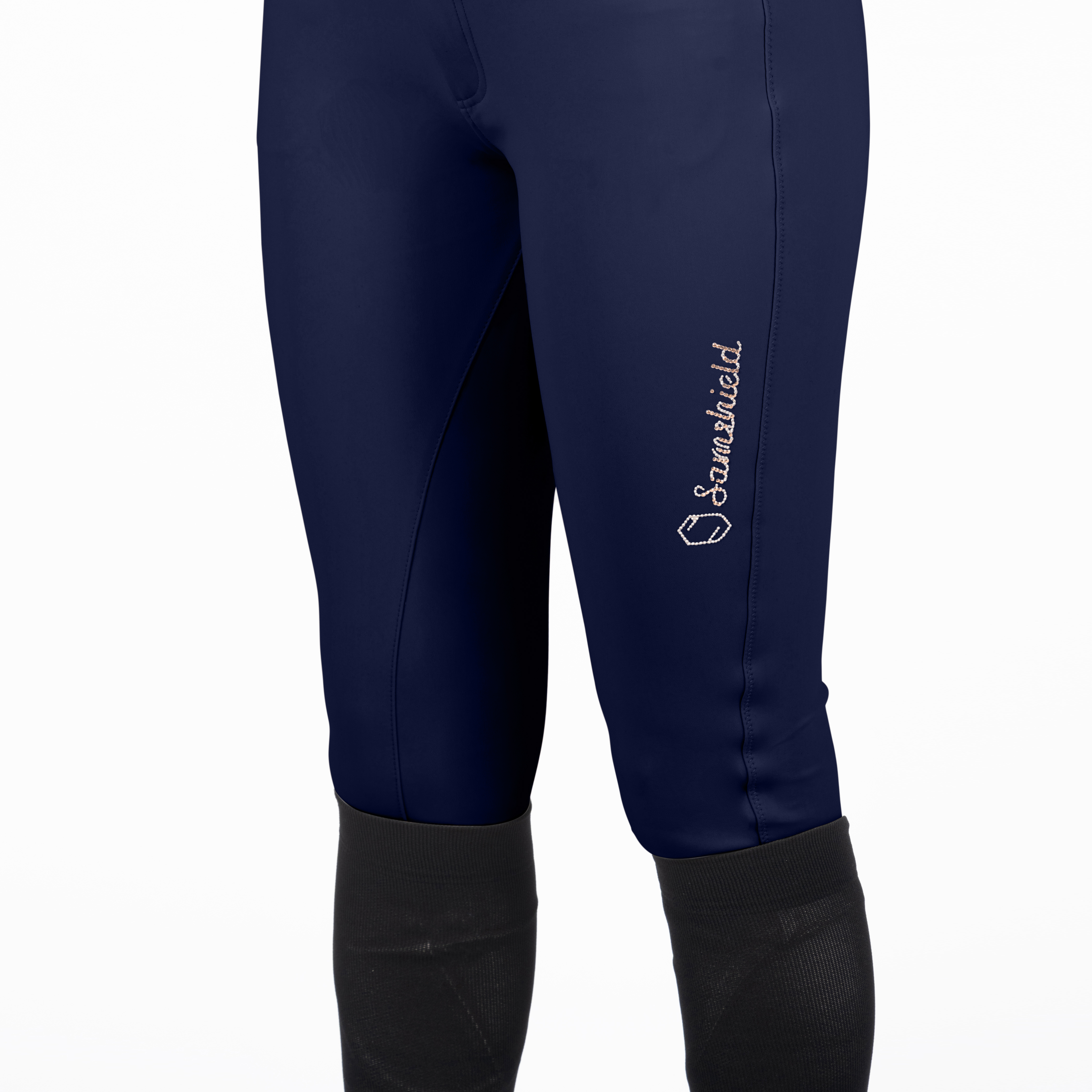 ADELE-KG-RG-navy-Detail Samshield SS22 Damen Reithose Adele Knie Grip