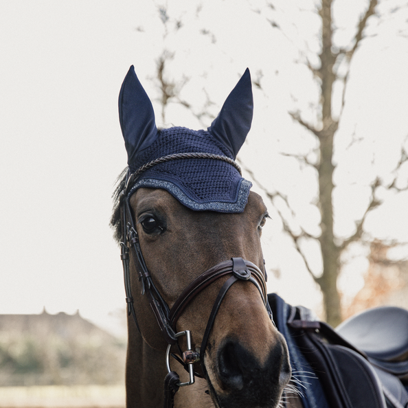 42624navy2 Kentucky Horsewear Fliegenhaube Wellington Glitter Stone Soundless
