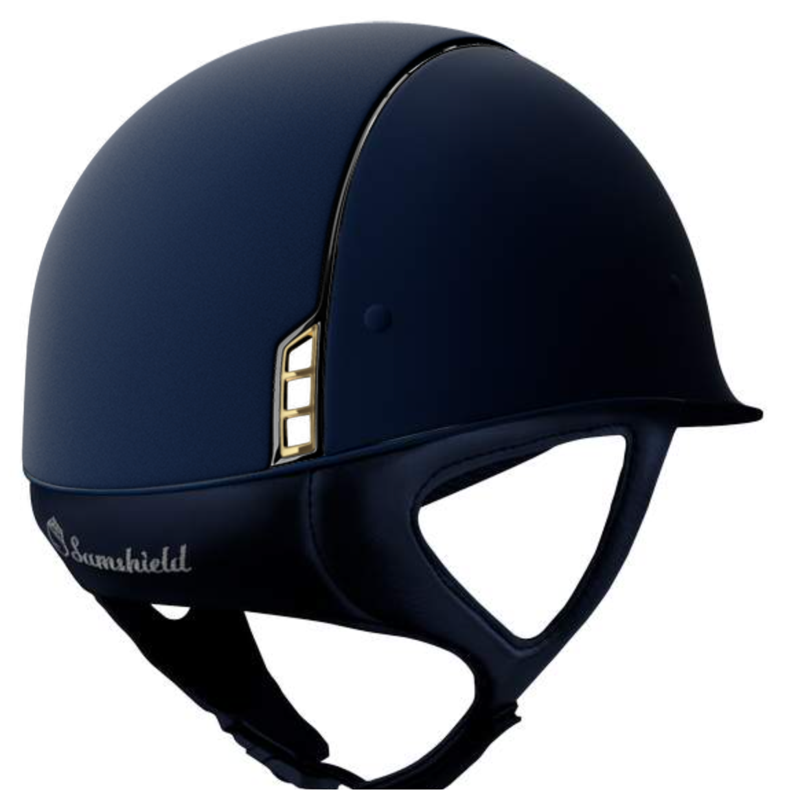 s8 Samshield Reithelm Classic Shadow Matt, Trim black chrome, Blason Crystal Fabric Metallic Gold