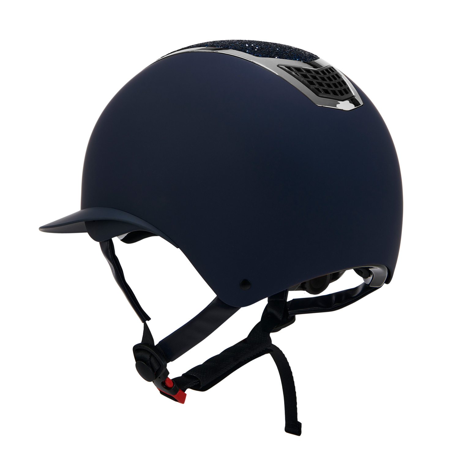 Equestro Reithelm mit breitem Visier und Strasssteinen, matt