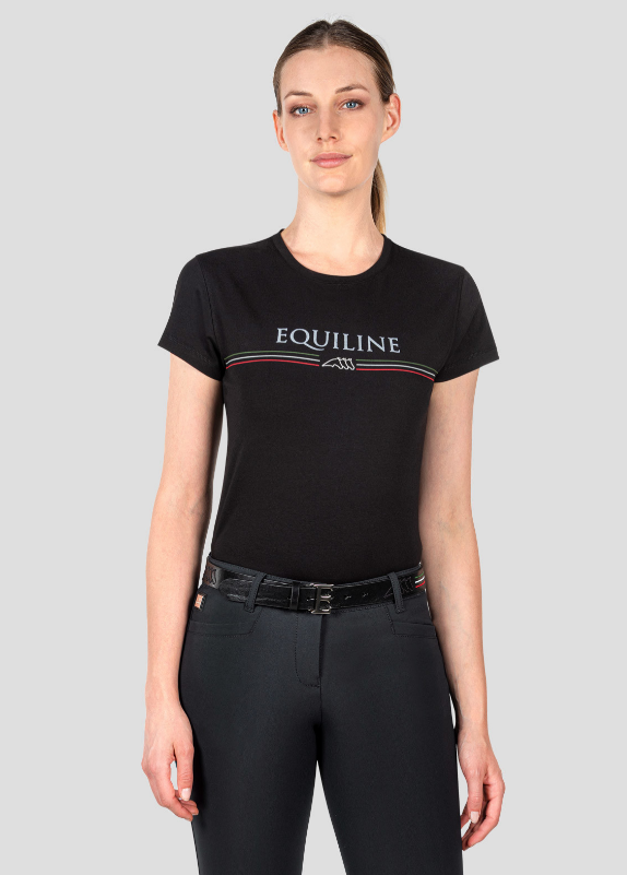 shirt-damen Equiline Freizeitshirt mit Logo schwarz