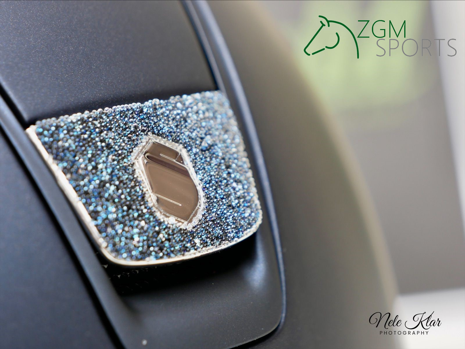 Reithelme10 Samshield Reithelm Miss Shield Frontal Band und Blason Crystal Fabrics blue, Trim matt