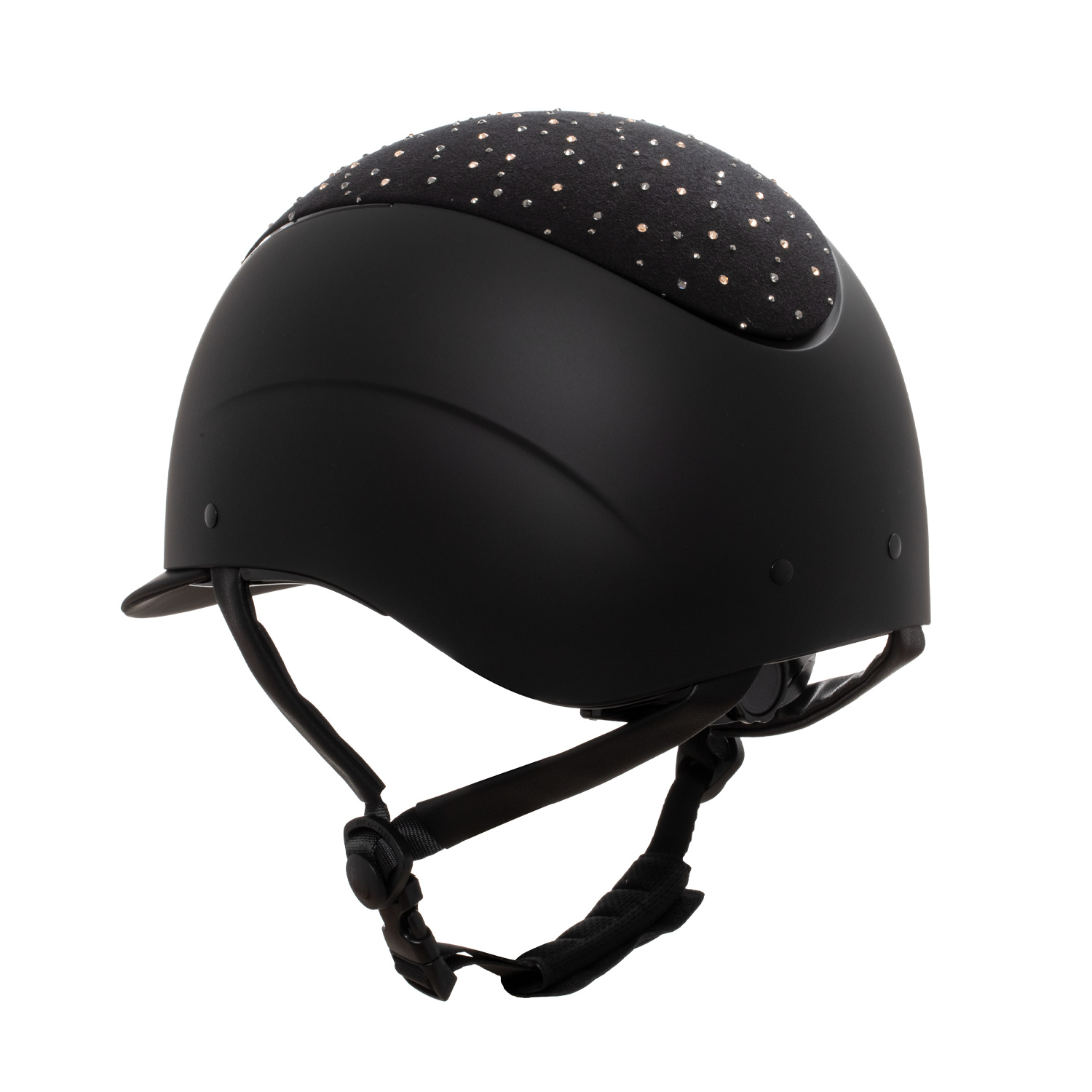 Equestro Reithelm mit schmalem Visier und Strass-Logo, matt