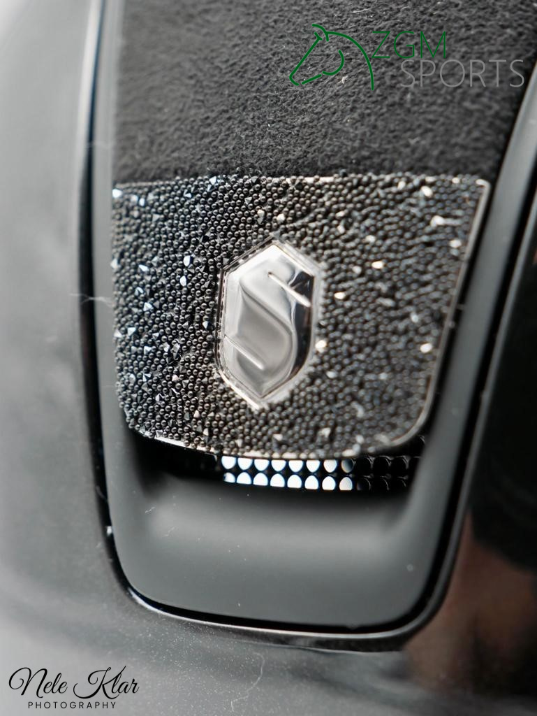 Reithelme13 Samshield Reithelm Miss Shield Glossy Classic, Top Alcantara, Blazon+FB Crystal Fabrics Trim chrome