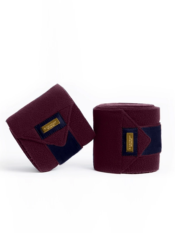 purple-gold-fleece-bandages Equestrian Stockholm Fleece Bandagen Purple Gold