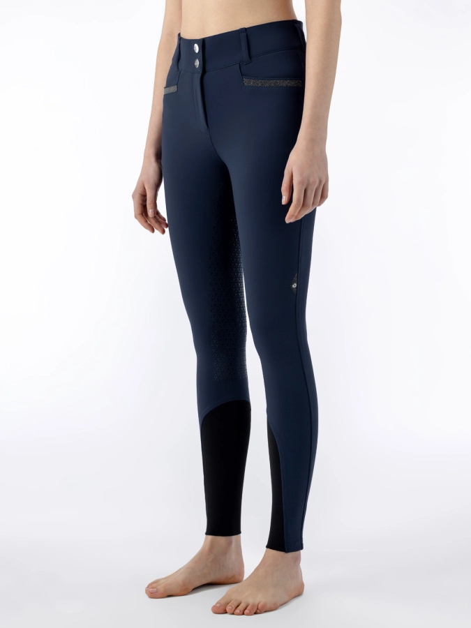 Equiline Damen Reithose Crystalef mit Kristallstoffeinsatz, Full Grip