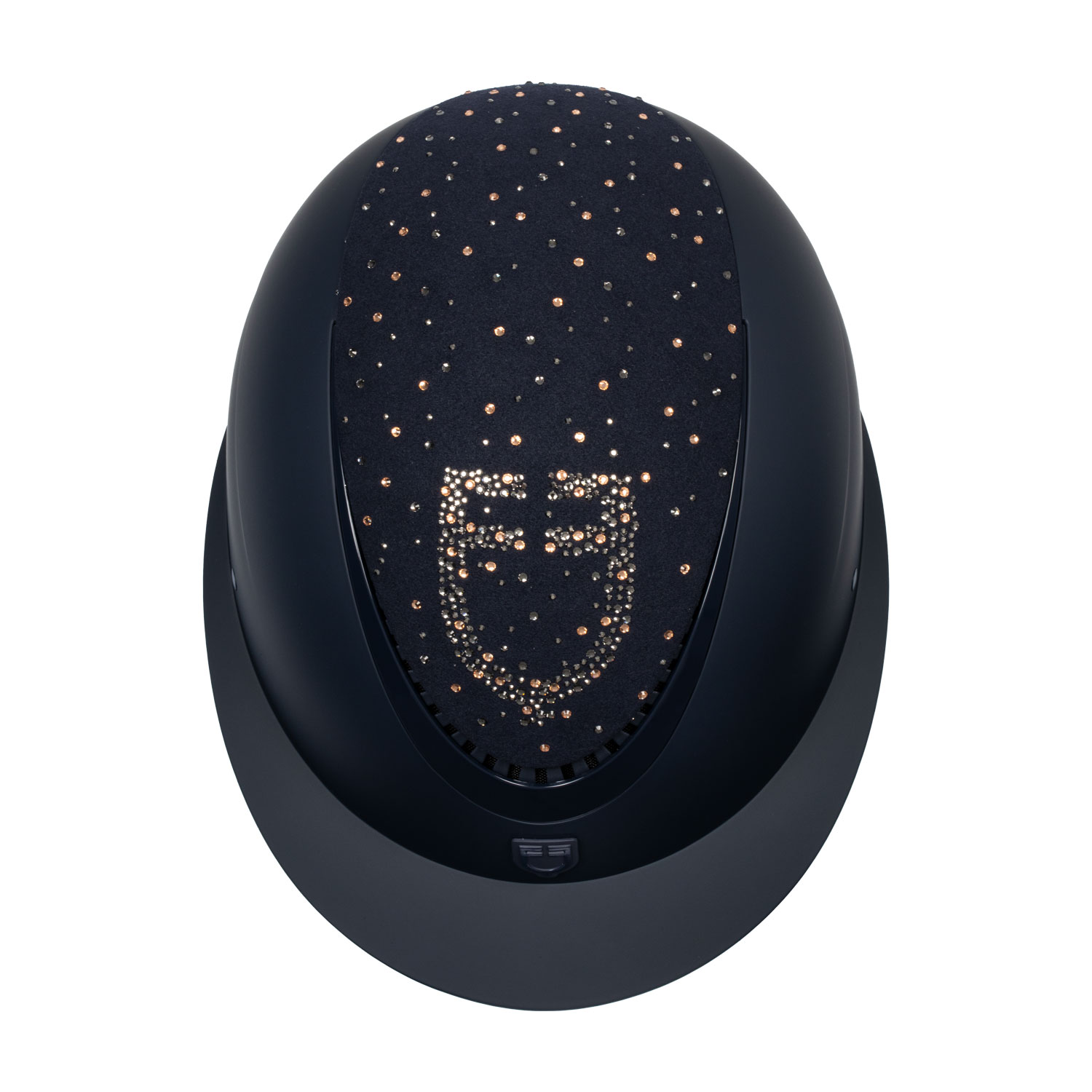 Equestro Reithelm mit breitem Visier und Strass-Logo, matt