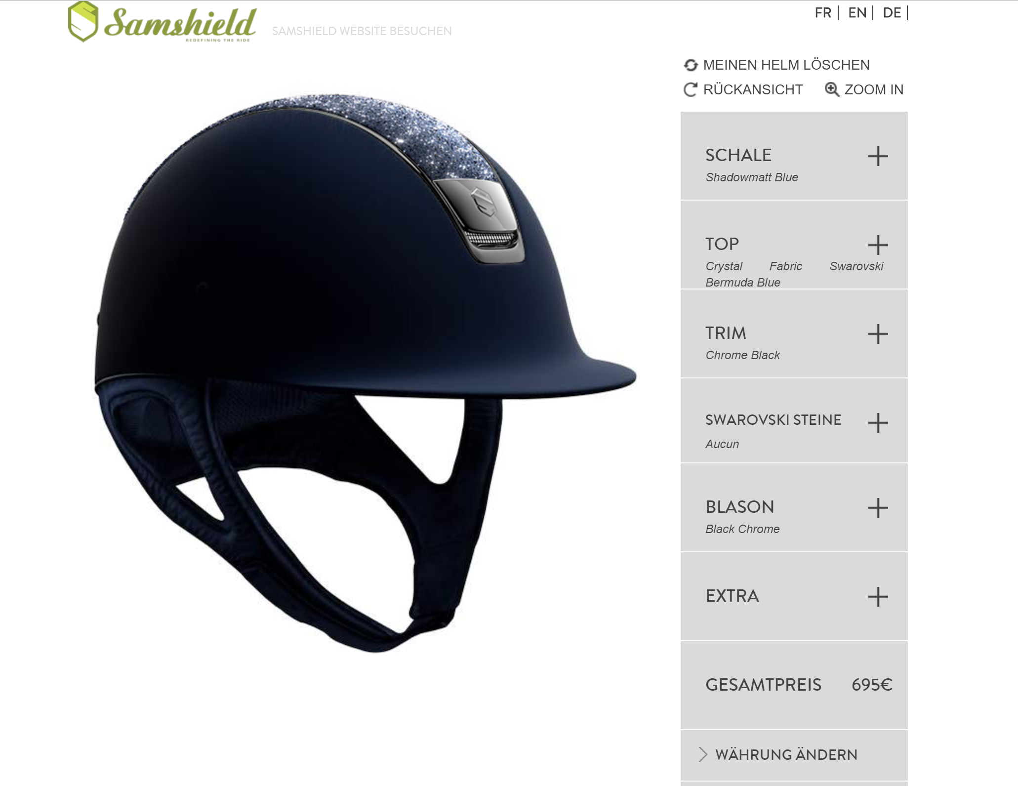 3-Konfiguration Samshield Reithelm Classic Shadow Matt Crystal Fabric, Black Chrome silver