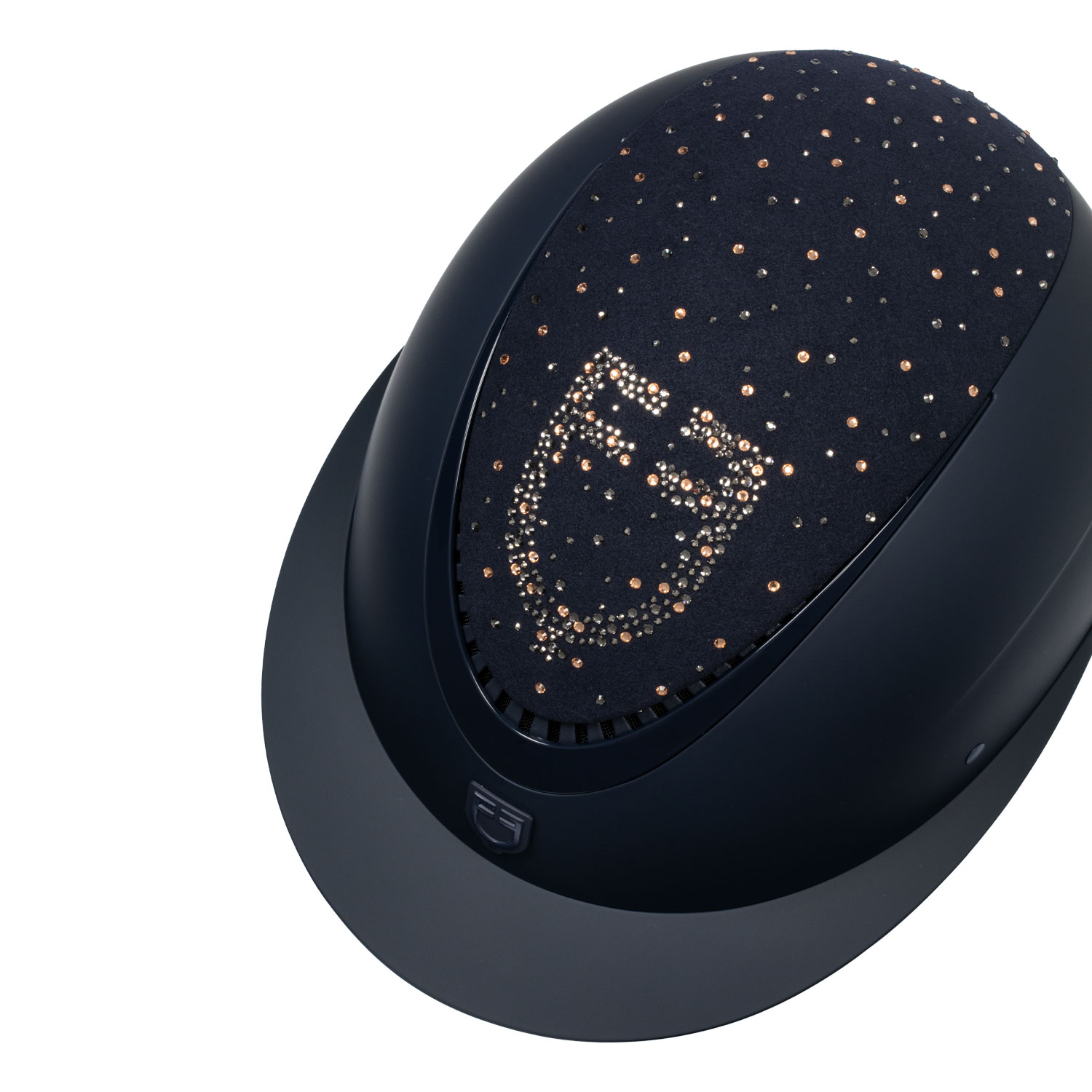 Equestro Reithelm mit breitem Visier und Strass-Logo, matt