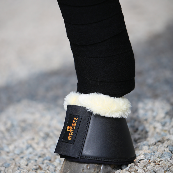88295blacknatur1 Kentucky Horsewear Hufglocken Lammfell, Leder, mit Kunstfell