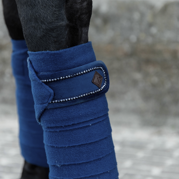 42116navy1 Kentucky Horsewear Fleece Bandagen Velvet, Pearls
