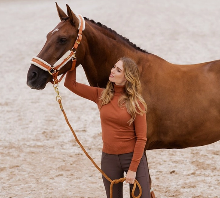 halfbr3 Equestrian Stockholm Halfter mit Bronze Gold, mit Führstrick