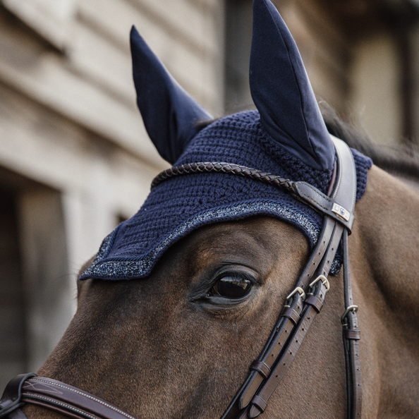 42624navy1 Kentucky Horsewear Fliegenhaube Wellington Glitter Stone Soundless