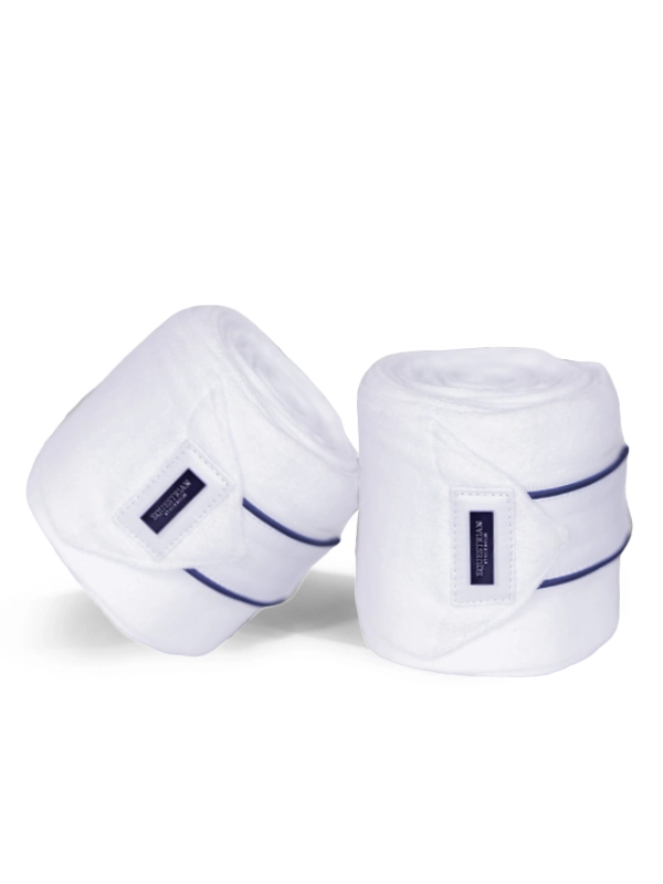 Equestrian Stockholm Fleece Bandagen White Blue Meadow Equestrian Stockholm Fleece Bandagen White Blue Meadow