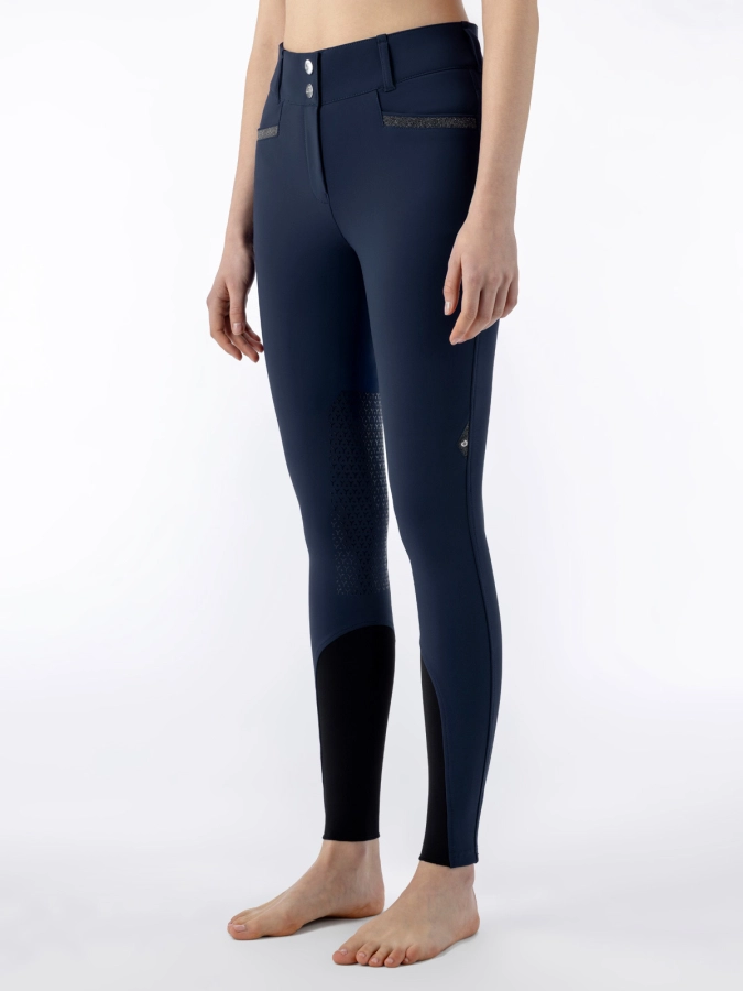 Equiline Damen Reithose Crystalek mit Kristallstoffeinsatz, Knee Grip